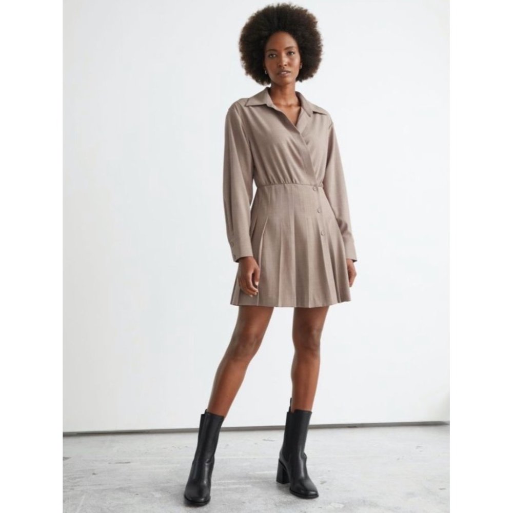 And other Stories Los Angeles knee length long sleeve wrap dress size 12